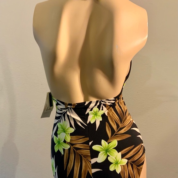 Leilani swimsuit one piece swimwear tropical print halter slenderizing NWT 6-12 - Picture 3 of 3